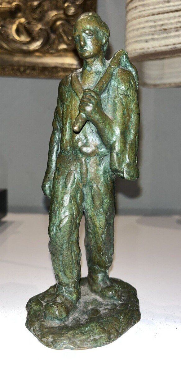 GUERO (XXth) Set Of 3 Bronze Sculptures with Green Patina Signed