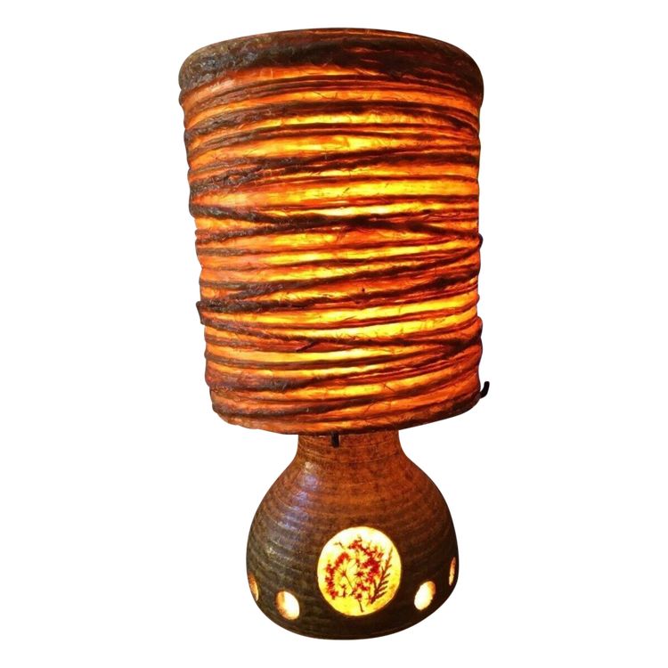 ACCOLAY Lampada a filo in resina con base in ceramica Erbario illuminato. Vintage anni '60