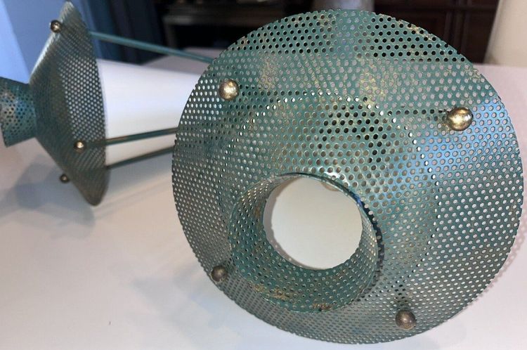 ARLUS & MATEGOT Pair of 50's Lantern Wall Lights Height 45cm