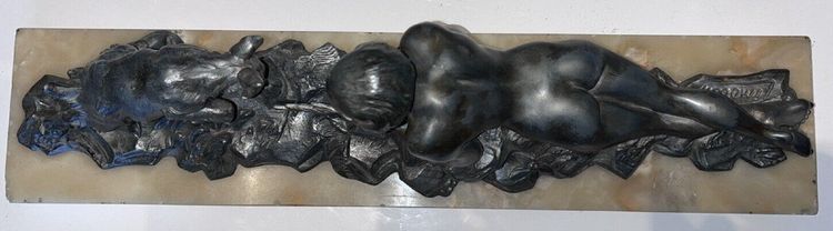 LIMOUSIN Jacques Importante regolatore d'argento Art Déco - La giovane donna e la capra Firmato