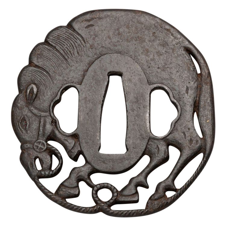 Iron Tsuba Kawari gata Representing A Horse. Weapons, Saber. Edo Japan