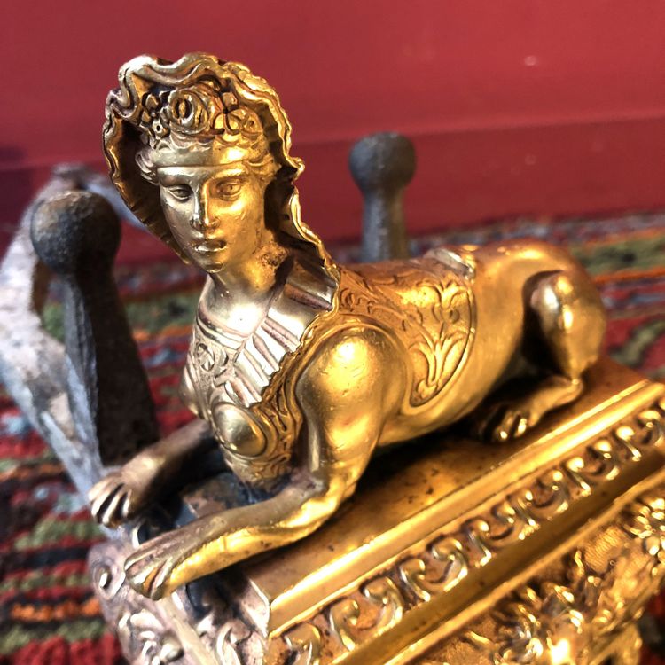 Pair Of Sphinx Andirons, Regency period