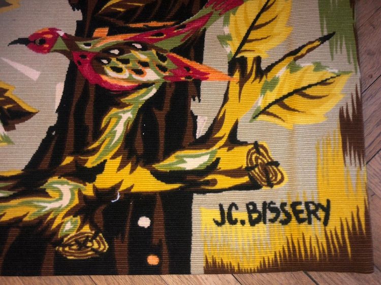Jean Claude BISSERY (xxe). Vögel Im Herbst. Wandteppich Signiert. 106 X 178