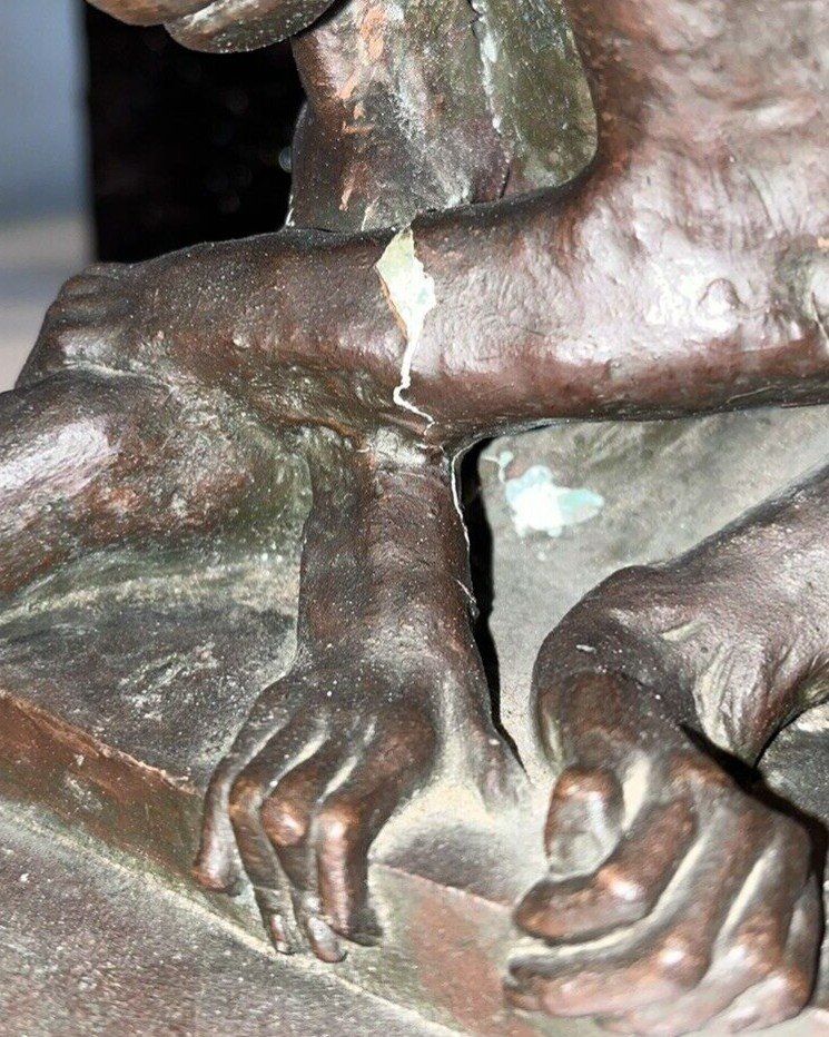 Édouard Paul MÉRITE (1867 - 1941)  "La Puce"  Sculpture En Plâtre Patiné  Signée