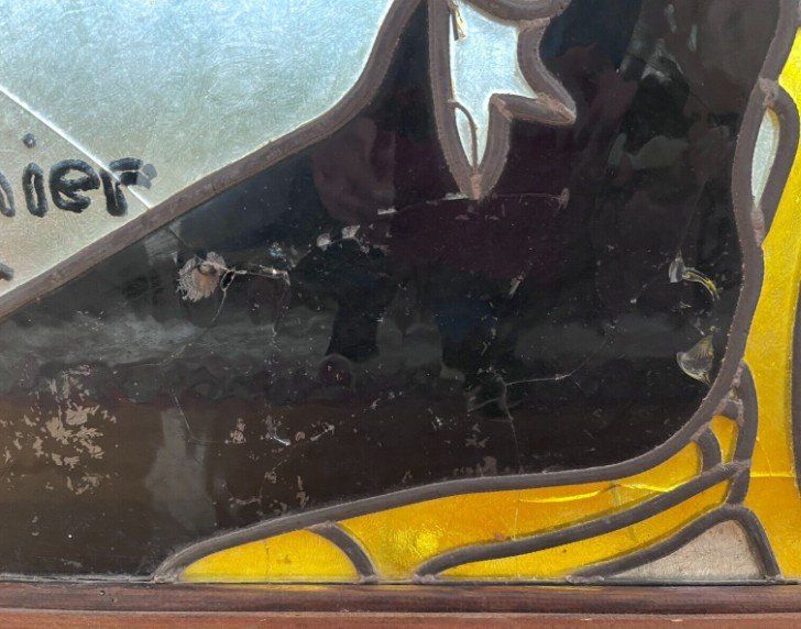 Tolosa LAUTREC Grande vetrata Art Nouveau Il divano giapponese H. 90 X L. 70 Cm