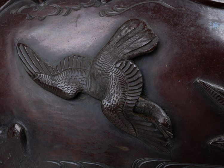 Bronze Incense Burner – Koro with Bird and Large Shishi Decor Japan