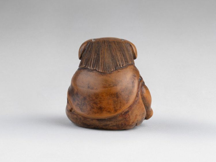 Netsuke Par Sansho – Shishimaï. En Bois Sculpté. Japon Edo