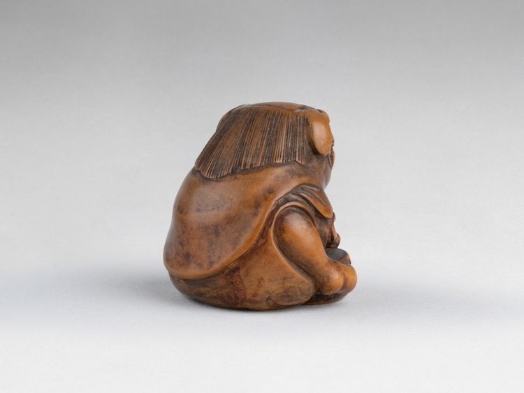 Netsuke Par Sansho – Shishimaï. En Bois Sculpté. Japon Edo