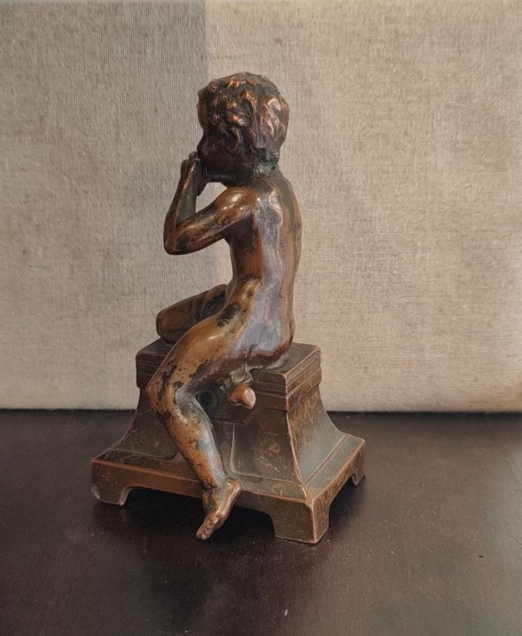 Bronzo, Scultura, Bambino con flauto, Ragazzo, Rame, XIX secolo