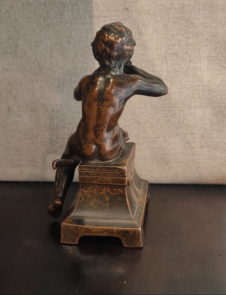 Bronzo, Scultura, Bambino con flauto, Ragazzo, Rame, XIX secolo
