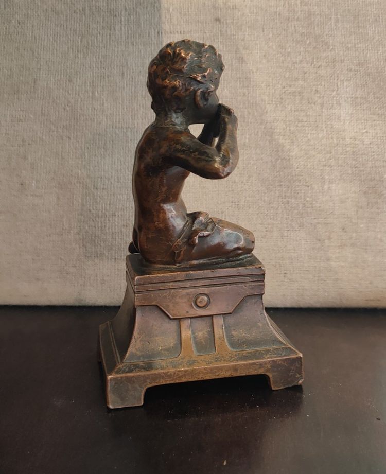 Bronzo, Scultura, Bambino con flauto, Ragazzo, Rame, XIX secolo