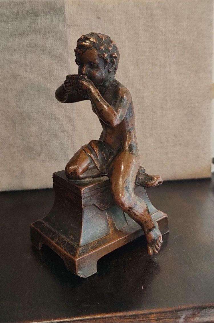 Bronzo, Scultura, Bambino con flauto, Ragazzo, Rame, XIX secolo