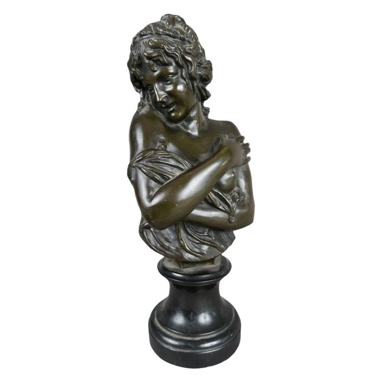 HOUDON Jean Antoine (1741-1828) Busto in bronzo di una giovane ragazza. Firmato