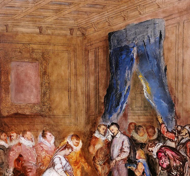 Arnold SCHEFFER 1839-1873 Heinrich III., sein Mignon und sein Hofstaat, Gemälde, Skizze, um 1865
