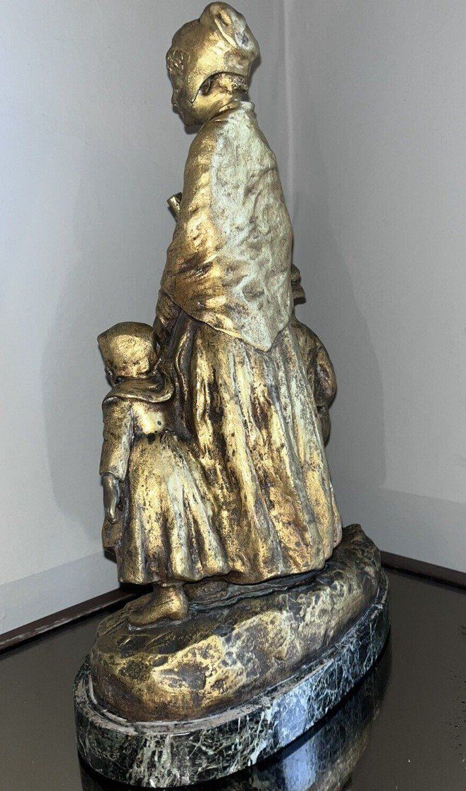 Joseph d'ASTE (1881-1945)  La Fête Au Village, Groupe En Bronze Doré   Signé