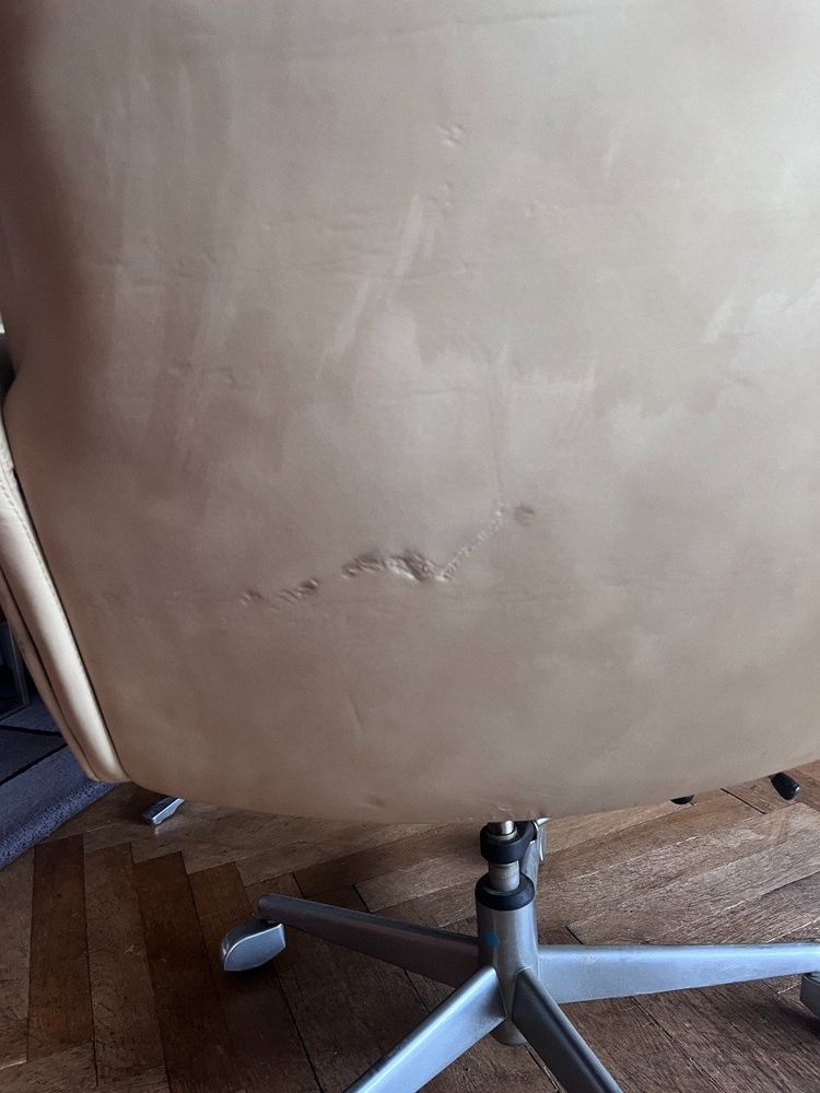 RING MOBEL FABRIKK Scandinavian Leather Office Chair with Aluminium Frame Circa 1970