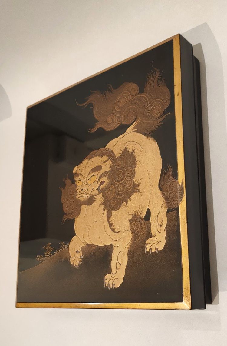 Suzuribako - Japanese Shishi Lacquer Writing Case, Meiji Japan