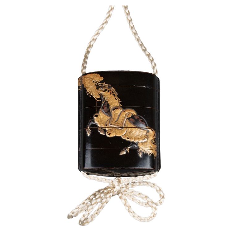 Inro Opening By 4 Cases Of A Horse With A Saddle Of Appearance. Edo Japan