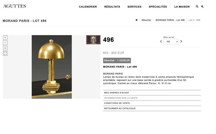 MORAND Paris   Grande Lampe De Bureau  Doré Moderniste à Cache-ampoule Hémisphérique Orientable