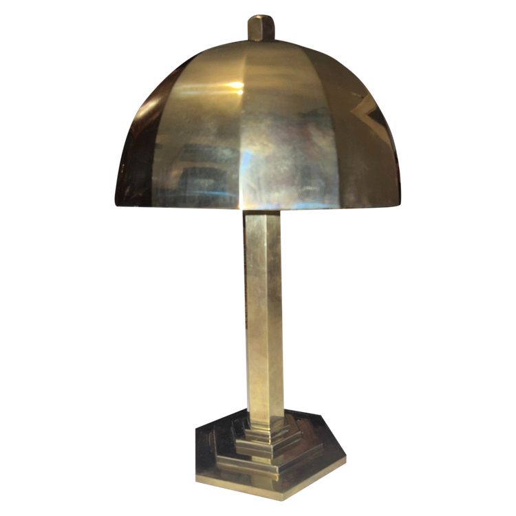 MORAND Paris   Grande Lampe De Bureau  Doré Moderniste à Cache-ampoule Hémisphérique Orientable
