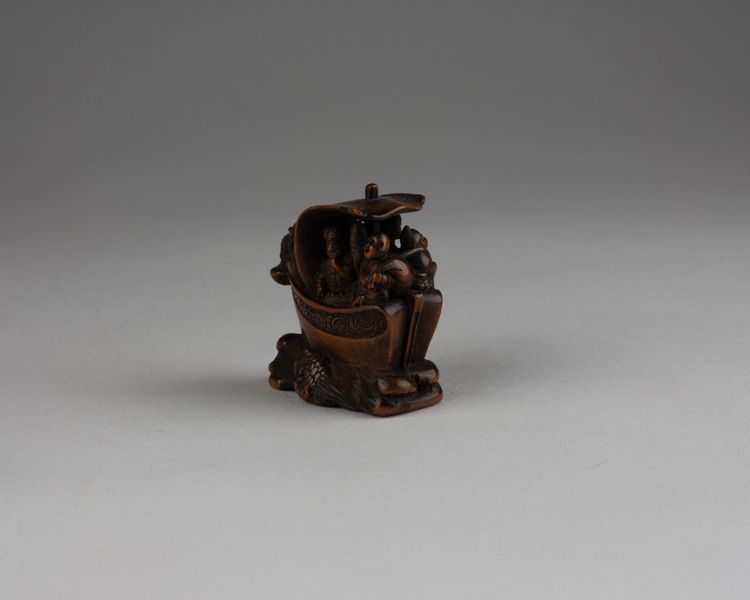 Netsuke - Shichifukujin Takarabune, Barca degli Dei della Felicità. Edo Giappone