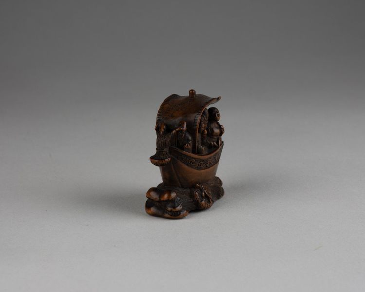Netsuke - Shichifukujin Takarabune, Barca degli Dei della Felicità. Edo Giappone