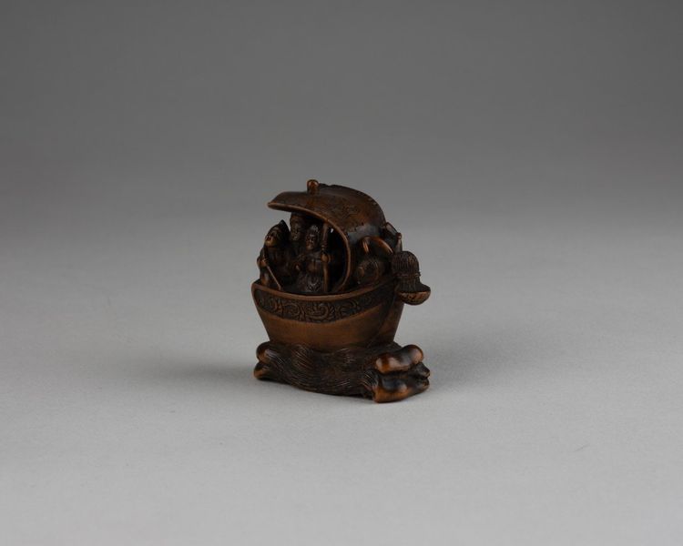 Netsuke - Shichifukujin Takarabune, Barca degli Dei della Felicità. Edo Giappone