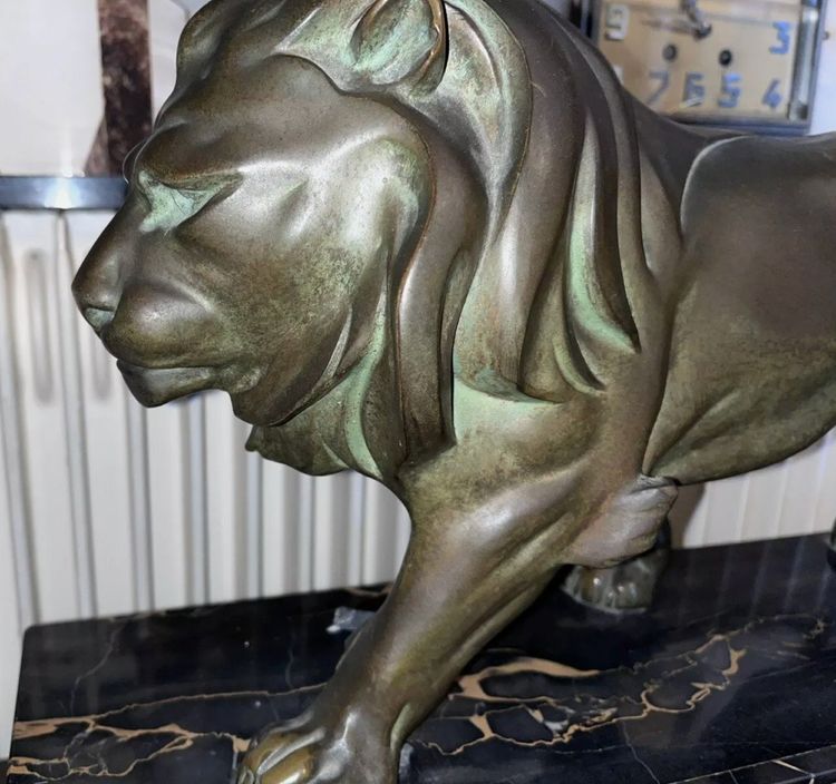 DAVERNY G (xxème) Dresseur De Lion Stylisé 1930 Important Art Deco Bronze Sculpture 74cm