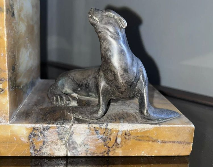 BOURCART Emmanuel (xxeme)serre Livres Art Déco En Bronze Sur Base Marbre Signés