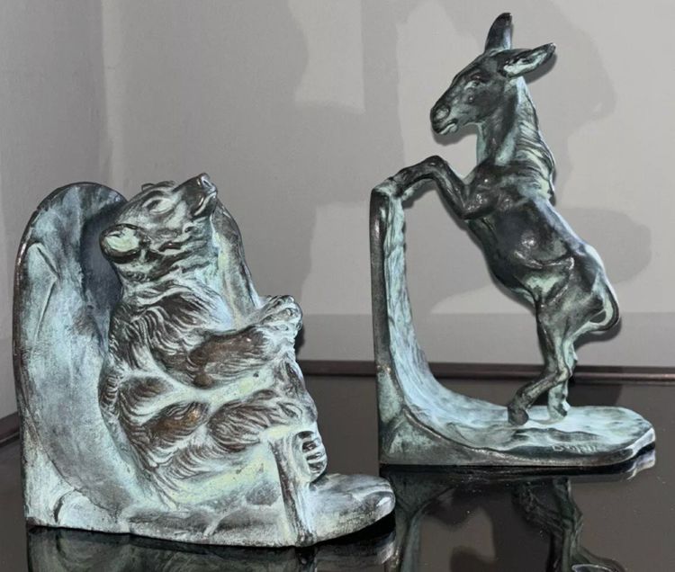 BOFILL Antoine ( 1875-1939 ) Pair Of Bronze Animal Bookends Signed
