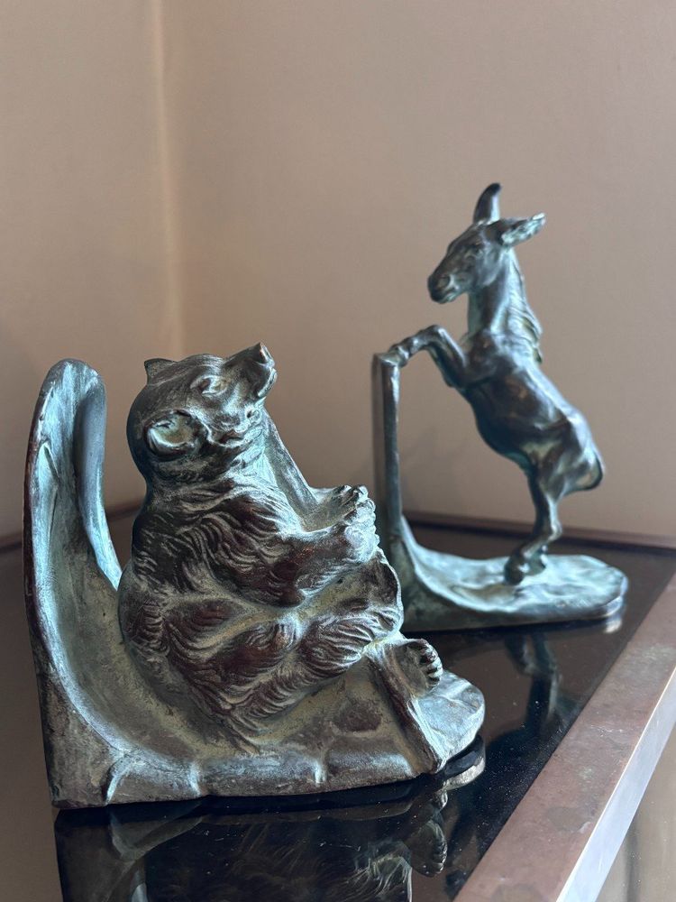 BOFILL Antoine ( 1875-1939 ) Pair Of Bronze Animal Bookends Signed