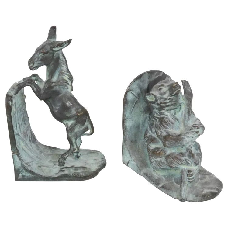 BOFILL Antoine ( 1875-1939 ) Pair Of Bronze Animal Bookends Signed