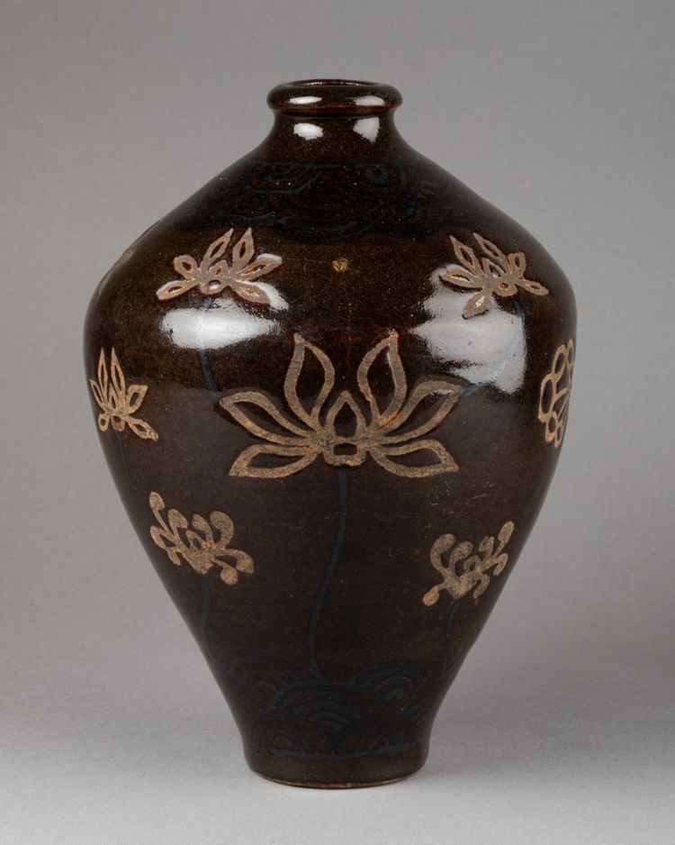 Vaso in gres - Lotus Et Héron
