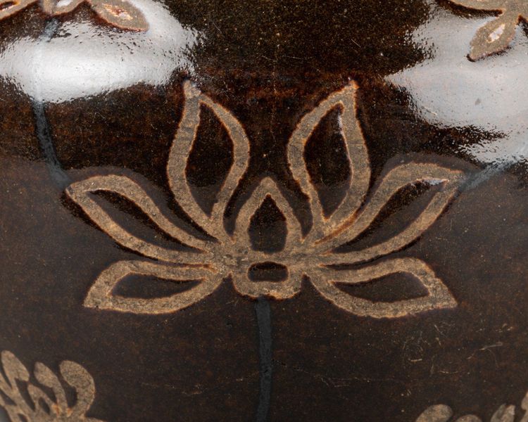Vaso in gres - Lotus Et Héron