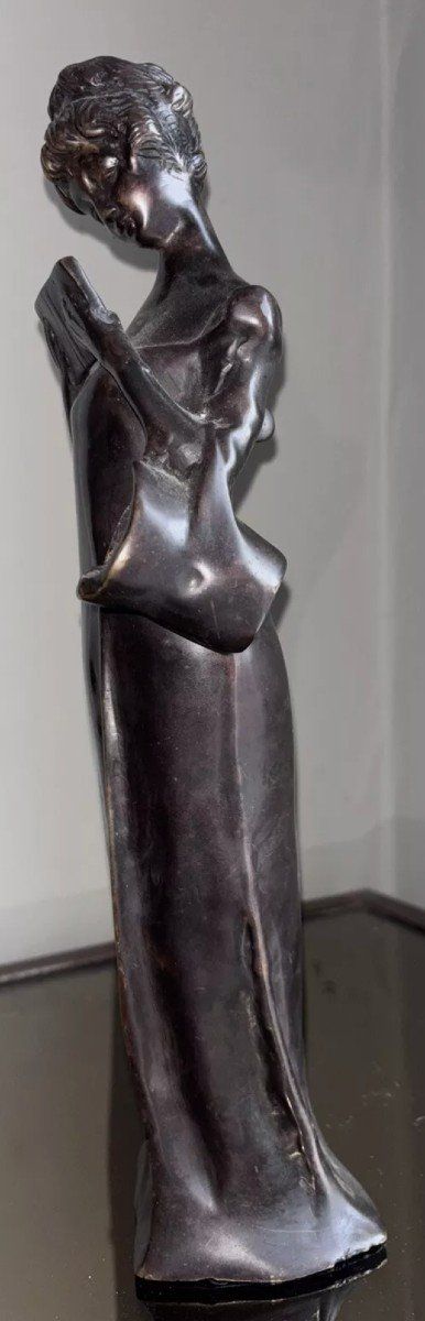 Georges VAN DER STRAETEN (1856-1928) ( Attributed to ) La Liseuse Brown Patina Bronze Proof