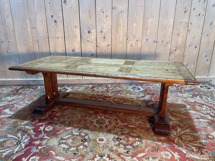 Table basse monastère en chêne parqueté 