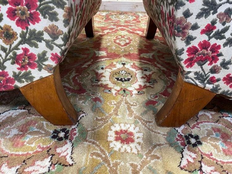 Paire de fauteuils bergères Art Déco / Vintage à fleurs