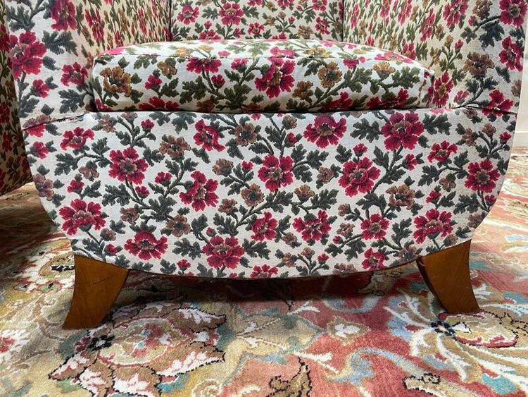 Paire de fauteuils bergères Art Déco / Vintage à fleurs