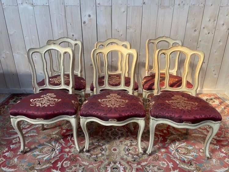 Suite of 6 Venirian chairs era Louis XV