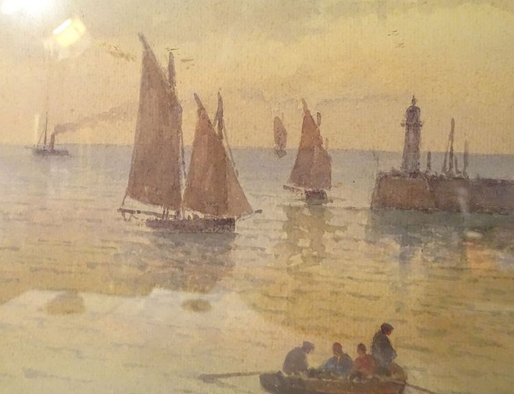 Aquarell Landschaft Marine Louis Timmermans Boote Fischen Concarneau Hafen 19.