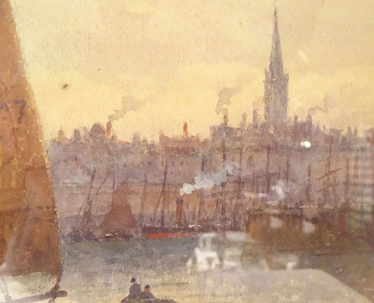 Aquarell Landschaft Marine Louis Timmermans Boote Fischen Concarneau Hafen 19.