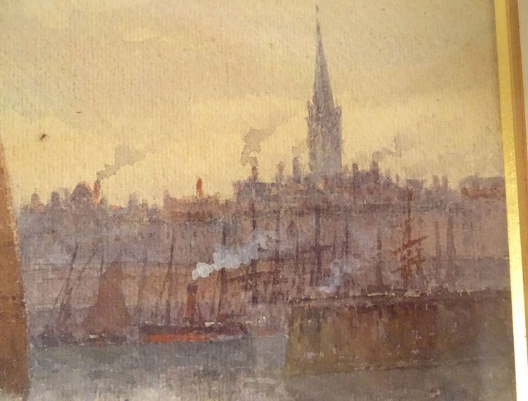 Aquarell Landschaft Marine Louis Timmermans Boote Fischen Concarneau Hafen 19.