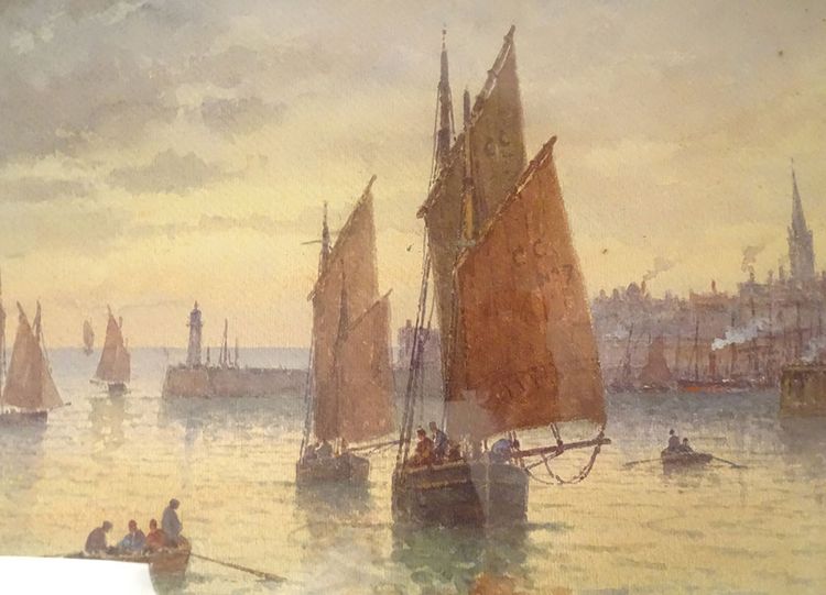 Aquarell Landschaft Marine Louis Timmermans Boote Fischen Concarneau Hafen 19.