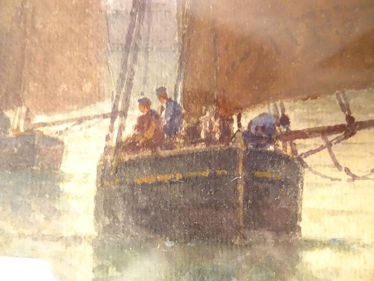 Aquarell Landschaft Marine Louis Timmermans Boote Fischen Concarneau Hafen 19.