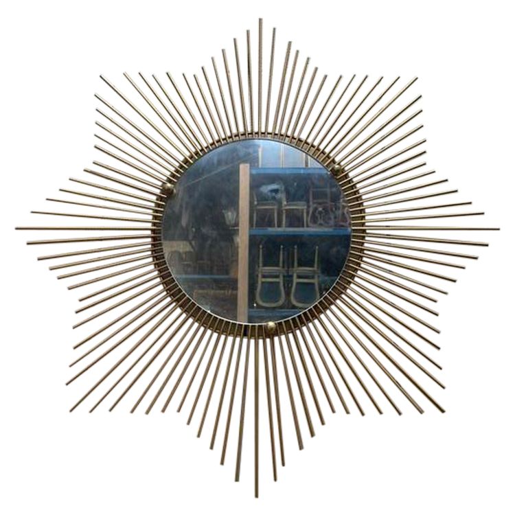 Miroir soleil en laiton vintage 1970