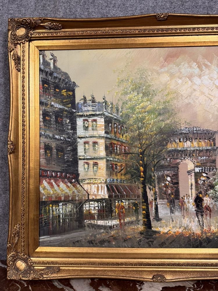 D'après Renée Wilsson : Huile sur Toile L'Arc de Triomphe a Paris vers 1980