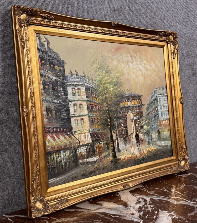 D'après Renée Wilsson : Huile sur Toile L'Arc de Triomphe a Paris vers 1980