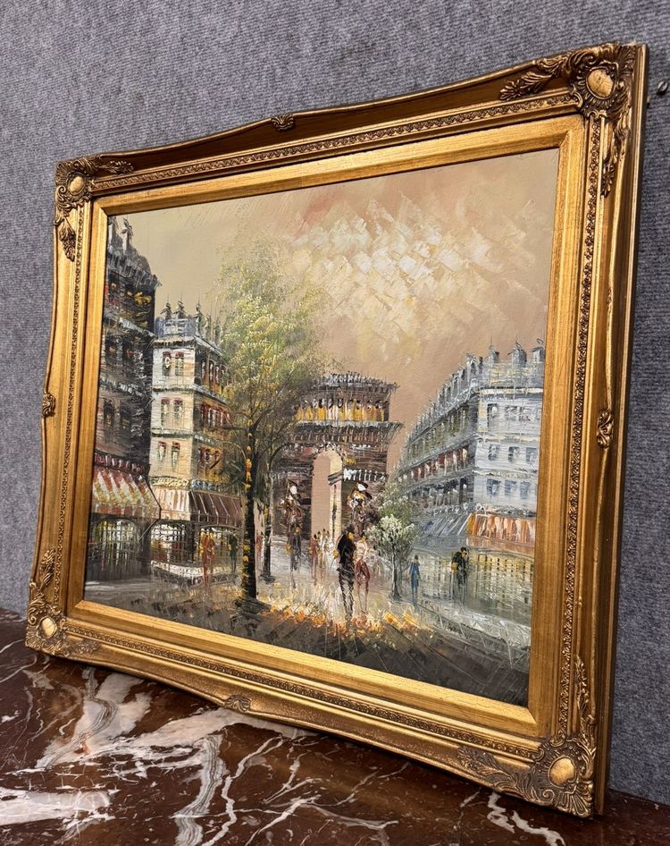 D'après Renée Wilsson : Huile sur Toile L'Arc de Triomphe a Paris vers 1980