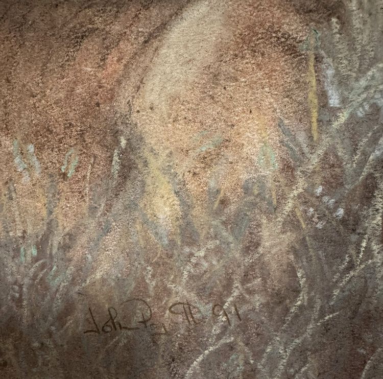 Les Lionnes : école Française XXème siècle pastel signé
