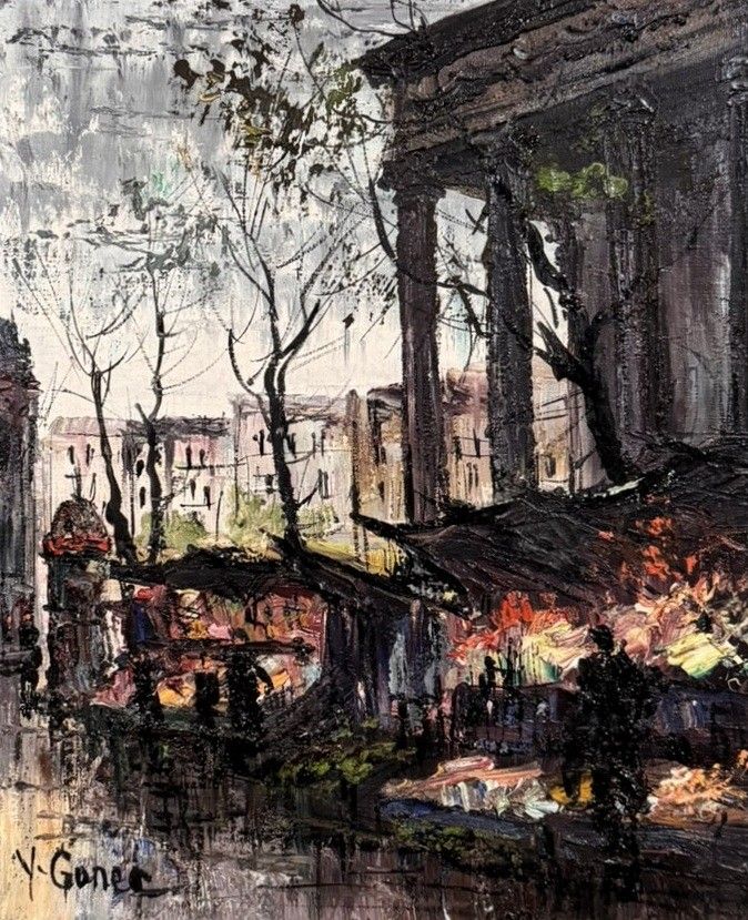 Tableau huile sur toile vue de Paris signé en bas à gauche Yves Gonec XXeme siècle
